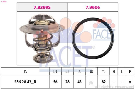 Термостат системи охолодження FACET 7.8848