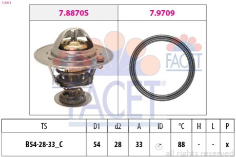 Термостат, охлаждающая жидкость FACET 7.8971