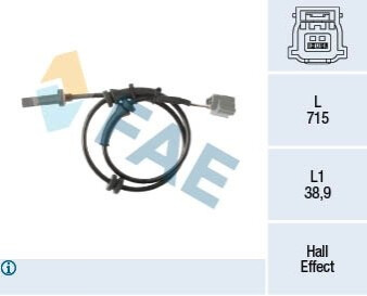 Датчик ABS (передній) Nissan Qashqai/X-trail 13-/Renault Kadjar/Koleos 15- (L=705mm) FAE 78468