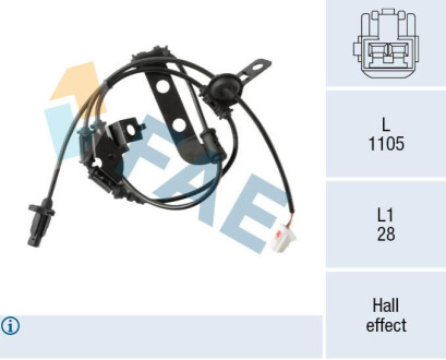 Датчик ABS (задній) (L) Hyundai iX35/Kia Sportage 10- FAE 78571