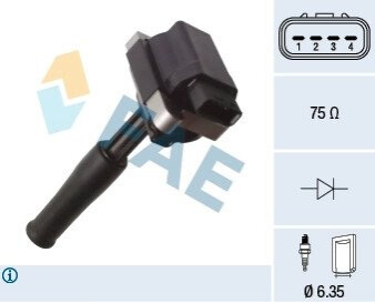 ОДНА ІСКРОВА КОТушка ЗАПАЛЮВАННЯ FAE 80398