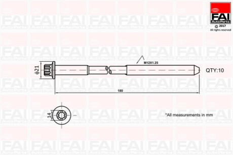 Набір болтів голівки циліндра LEXUS IS 220D 05- FAI B2111