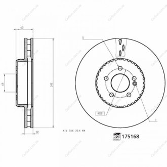 ПЕРЕДНИЙ ГАЛЬМУВАЛЬНИЙ ДИСК 342X32 V FEBI BILSTEIN 175168