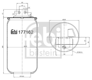 Miech zawieszenia pneumatycznego pasuje do: IVECO S-WAY, X-WAY 07.19- FEBI BILSTEIN 177162