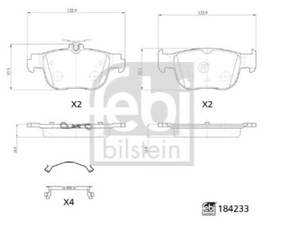 Колодки гальмівні (задні) Audi A3/Seat Leon/Skoda Octavia/VW Golf VIII 19-/Caddy 20- FEBI BILSTEIN 184233 (фото 1)