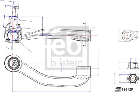 Наконечник поперечної рульової тяги VW CRAFTER II (09/16-) MAN TGE (11/16-) PR FEBI BILSTEIN 186129 (фото 1)