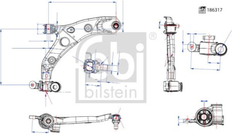 ВАЖЕЛИ КЕРУВАННЯ MAZDA P. 6 (GJ) (08/12-), CX-5 I (KE) (11/11-02/17) PR FEBI BILSTEIN 186317