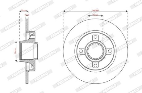 Диск тормозной (задний) Peugeot 2008 12-/Citroen C3 Aircross 10-/C4 14- (244x9)(c подшипник.) PRO FERODO DDF29291