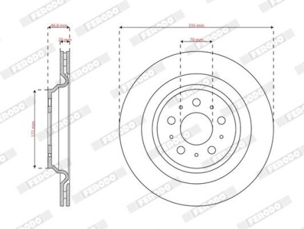 Диск тормозной (задний) Tesla Model 3 17- (335x20) PRO FERODO DDF3016C1