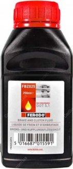 Тормозная жидкость BRAKE -amp; CLUTCH FLUID DOT 5.1 0.25 л - FERODO FBZ025