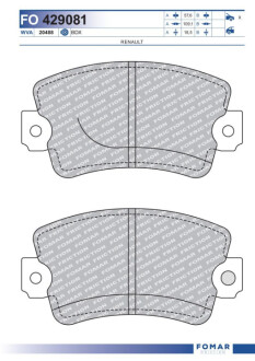 Гальмівні колодки, дискове гальмо (набір) Fomar FO 429081