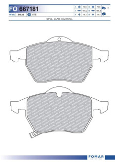 Гальмівні колодки, дискове гальмо (набір) Fomar FO667181