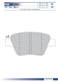 Колодки гальмівні дискові Fomar FO691581