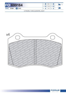 Гальмівні колодки (набір) Fomar FO 699184