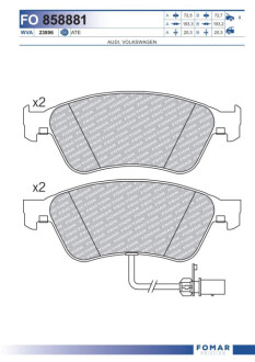 Гальмівні колодки (набір) Fomar FO858881