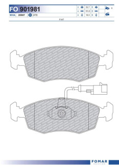 Гальмівні колодки (набір) Fomar FO901981