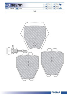 Гальмівні колодки, дискове гальмо (набір) Fomar FO 905781