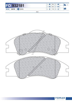 Гальмівні колодки (набір) Fomar FO932181
