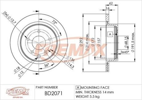 Диск тормозной FREMAX BD-2071