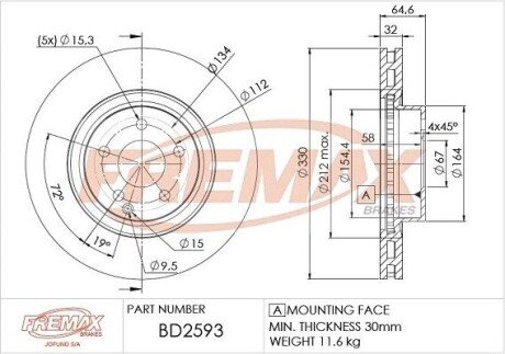 Гальмівний диск FREMAX BD-2593