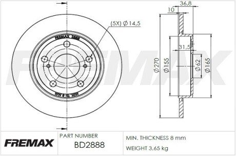 Гальмівний диск FREMAX BD2888