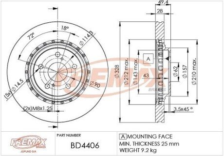 Диск тормозной FREMAX BD4406