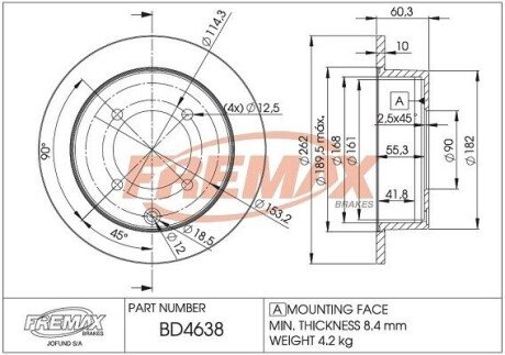 Тормозной диск FREMAX BD4638