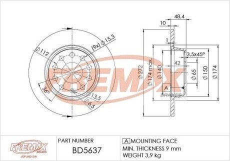 Гальмівний диск FREMAX BD5637