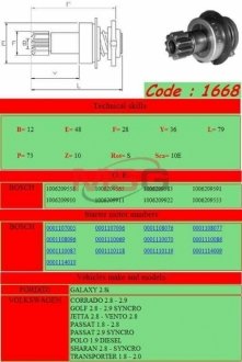 Бендикс стартера GHIBAUDI 1668 (фото 1)
