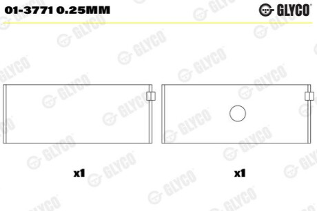 Вкладыши шатунные (4,5,6) MB OM601/OM602/OM603 Glyco 01-3771 0.25MM