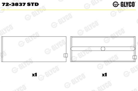 Вкладыши коренные STD Glyco 72-3837 STD (фото 1)