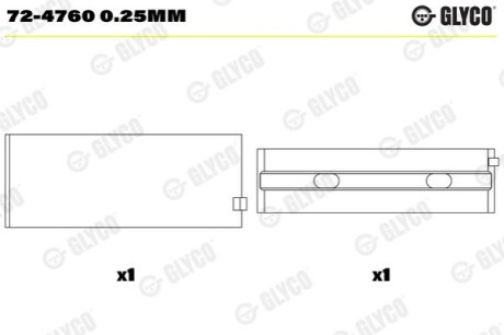 Вкладиші корінні MB Glyco 72-4760 0.25MM