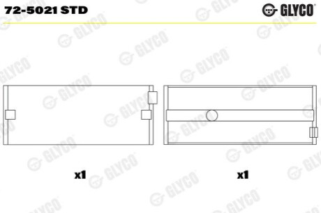 Вкладиші Корінні (Std) Mb Actros (Mp4/mp5)/antos/arocs Om471.900-Om471.926 >2011 (Пара) Glyco 72-5021 STD