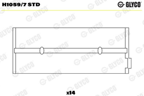 Вкладыши коренные. SCANIA DS11/DSC11 Glyco H1059/7 STD