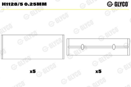 КОМПЛЕКТ КОРІННИХ ПІДШИПНИКІВ Glyco H1128/50.25MM