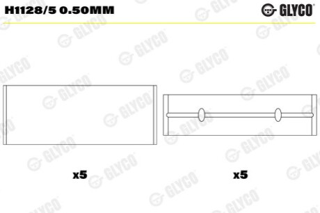 КОМПЛЕКТ КОРІННИХ ПІДШИПНИКІВ Glyco H1128/50.50MM