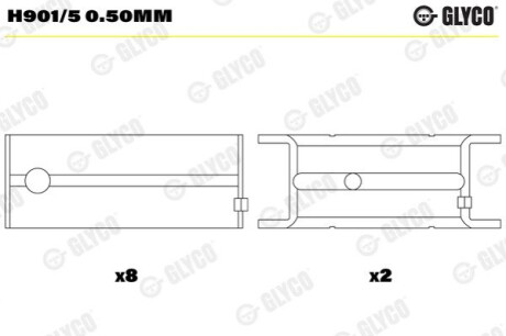 Вкладиші корінні Glyco H901/5 0.50MM