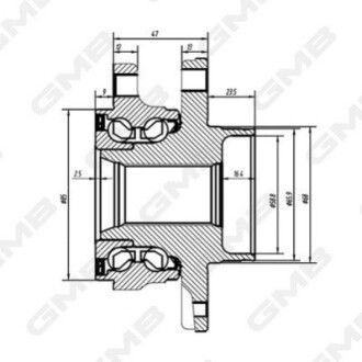 Підшипник маточини (передньої) Renault Kadjar 15-/Nissan Qashqai 13- GMB GH34890M