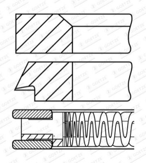 КІЛЬЦЯ ПОРШНЕВІ КОМПЛЕКТ 1 ПОРШЕНЬ GOETZE 08-424600-00