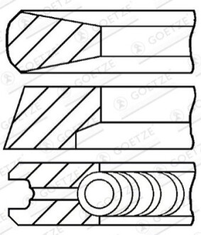 Кільця Поршневі Ø132Mm 3.5-2.5-3.5 Mb Actros Mp4/mp5/antos/arocs, Setra 400/500 Om471.900-Om471.937 >2011 GOETZE 08-440600-00 (фото 1)