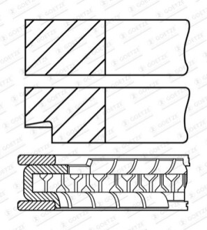 КІЛЬЦЯ ПОРШНЕВІ КОМПЛЕКТ 1 ПОРШЕНЬ GOETZE 08-452200-00