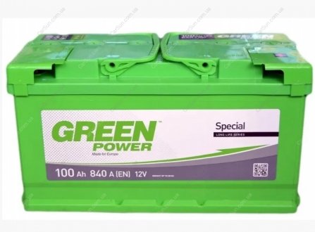 Автомобільний акумулятор 100 Ah 840 А(EN) 352x175x190 Green power GREEN100R