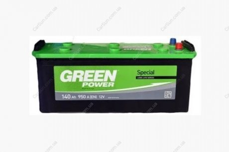 Автомобільний акумулятор 140 Ah 950 А(EN) 513x189x223 Green power GREEN140L