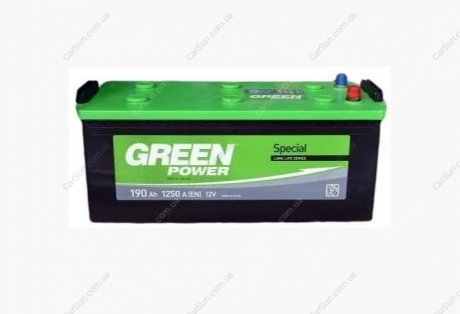 Автомобільний акумулятор 190 Ah 1250 А(EN) 513x223x223 Green power GREEN190L