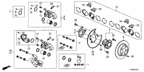 Прокладки гальмівного супорта, комплект HONDA 01473T7AJ00