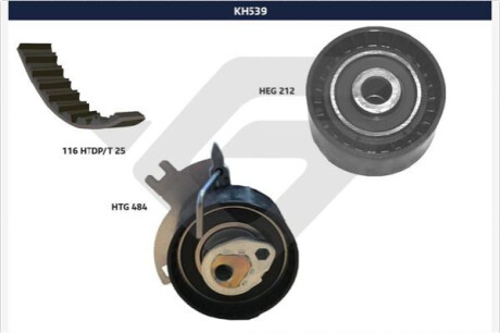 Комплект ГРМ Citroen Jumper/Jumpy/Peugeot Boxer/Expert 2.0 BlueHDi 15-/Ford Focus 14- (25.4x116z) HUTCHINSON KH539 (фото 1)