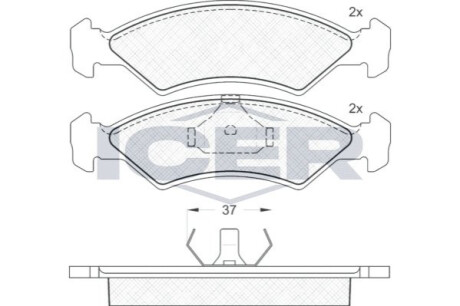 Колодки тормозные (передние) Ford Fiesta 1.0-1.6D 77-89 ICER 180451