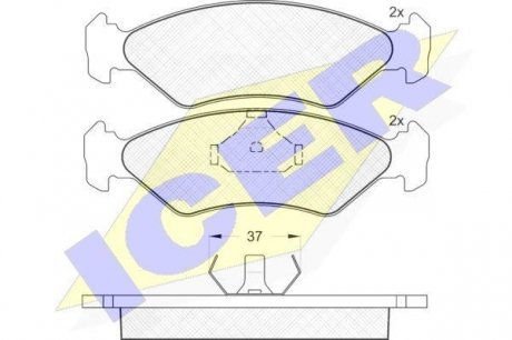 Колодки тормозные дисковые передние FIESTA IV (JA_, JB_) 95-02; MAZDA 121 III (JASM, JBSM) 96-03 ICER 180776