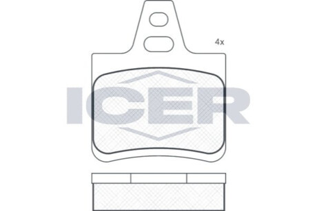 Колодки гальмівні дискові, комплект ICER 180812