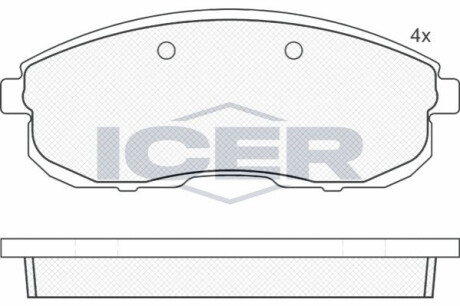 Комплект гальмівних колодок (дискових) ICER 181100